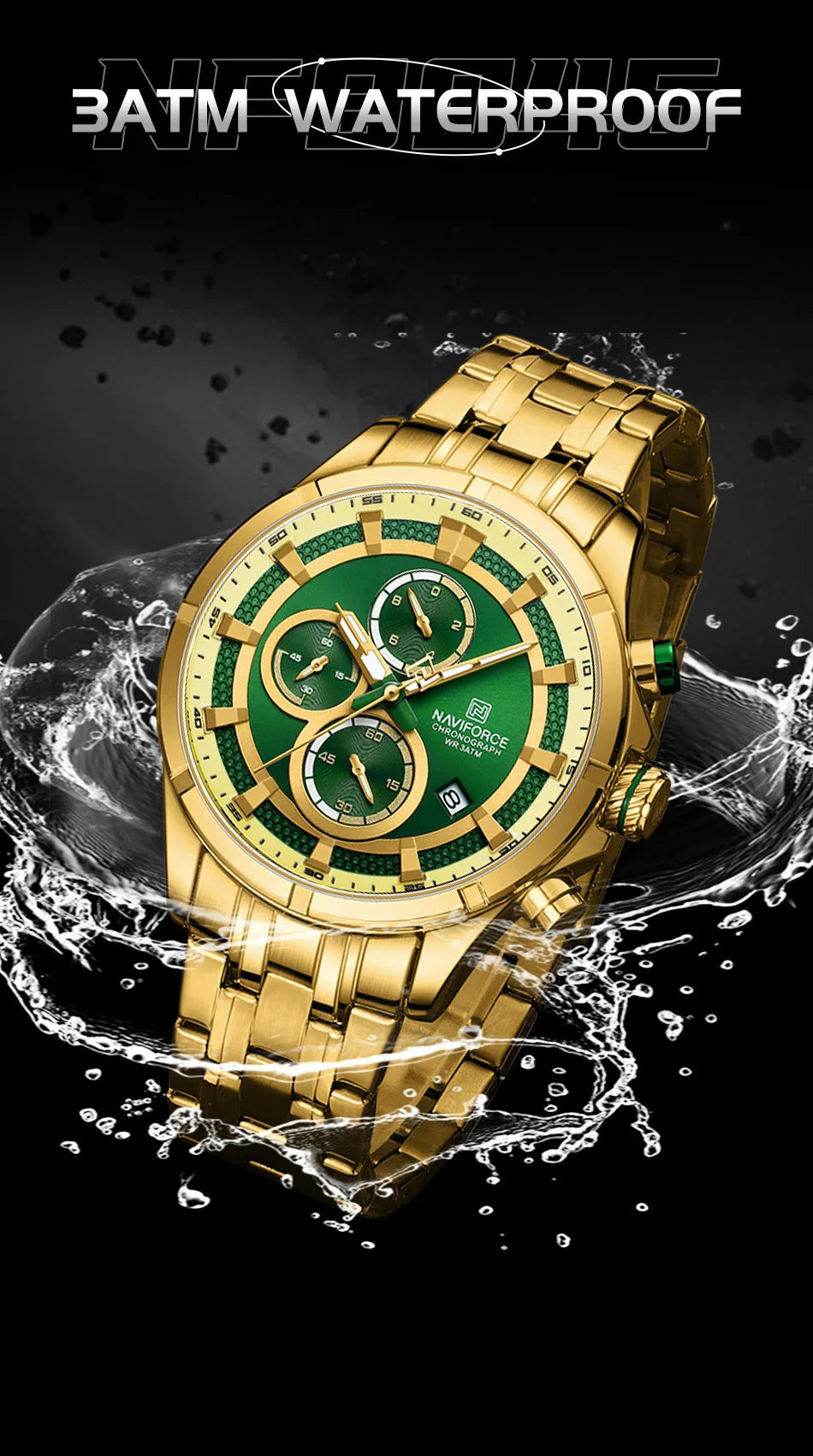 NAVIFORCE Men's Watch Luxury Business Luminous Waterproof Stainless Steel Strap Chronograph Quartz Wristwatch Relogio Masculino