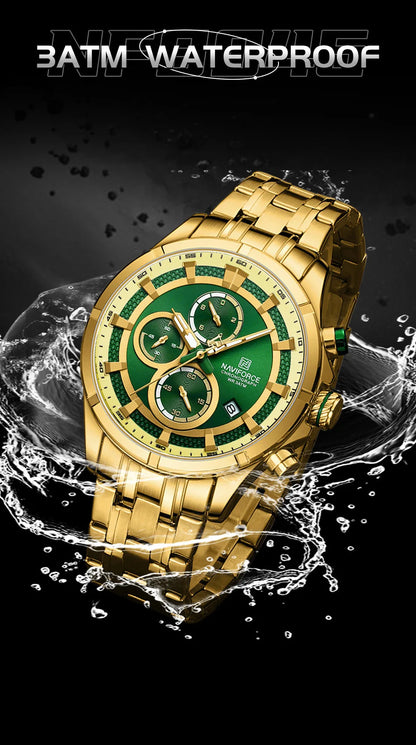 NAVIFORCE Men's Watch Luxury Business Luminous Waterproof Stainless Steel Strap Chronograph Quartz Wristwatch Relogio Masculino
