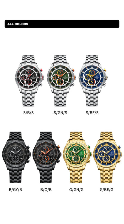 NAVIFORCE Men's Watch Luxury Business Luminous Waterproof Stainless Steel Strap Chronograph Quartz Wristwatch Relogio Masculino