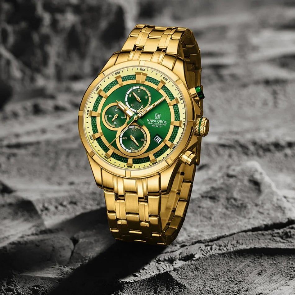 NAVIFORCE Men's Watch Luxury Business Luminous Waterproof Stainless Steel Strap Chronograph Quartz Wristwatch Relogio Masculino