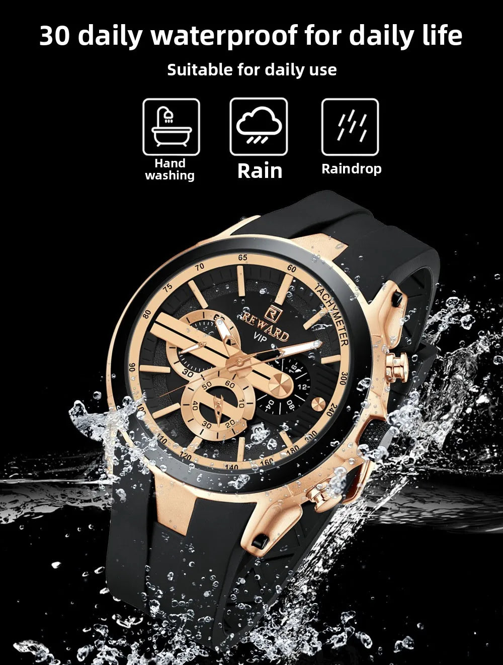 Men’s Luminous Quartz Chronograph Stainless Steel Watch