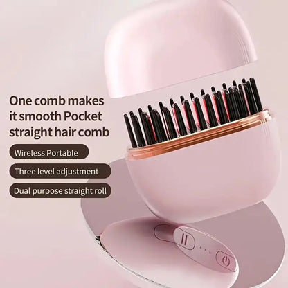 Wireless Charging Hair Comb Professional Straightening Hairdressing Tool For Home Use Long Hair Styling Volumizing Device