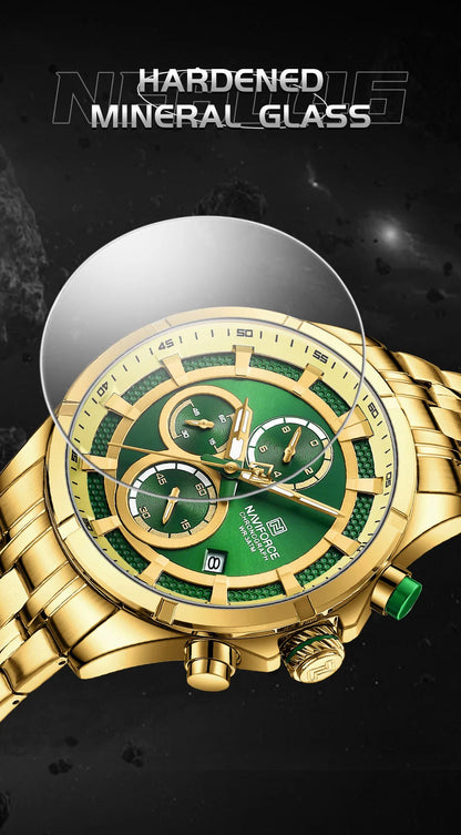 NAVIFORCE Men's Watch Luxury Business Luminous Waterproof Stainless Steel Strap Chronograph Quartz Wristwatch Relogio Masculino