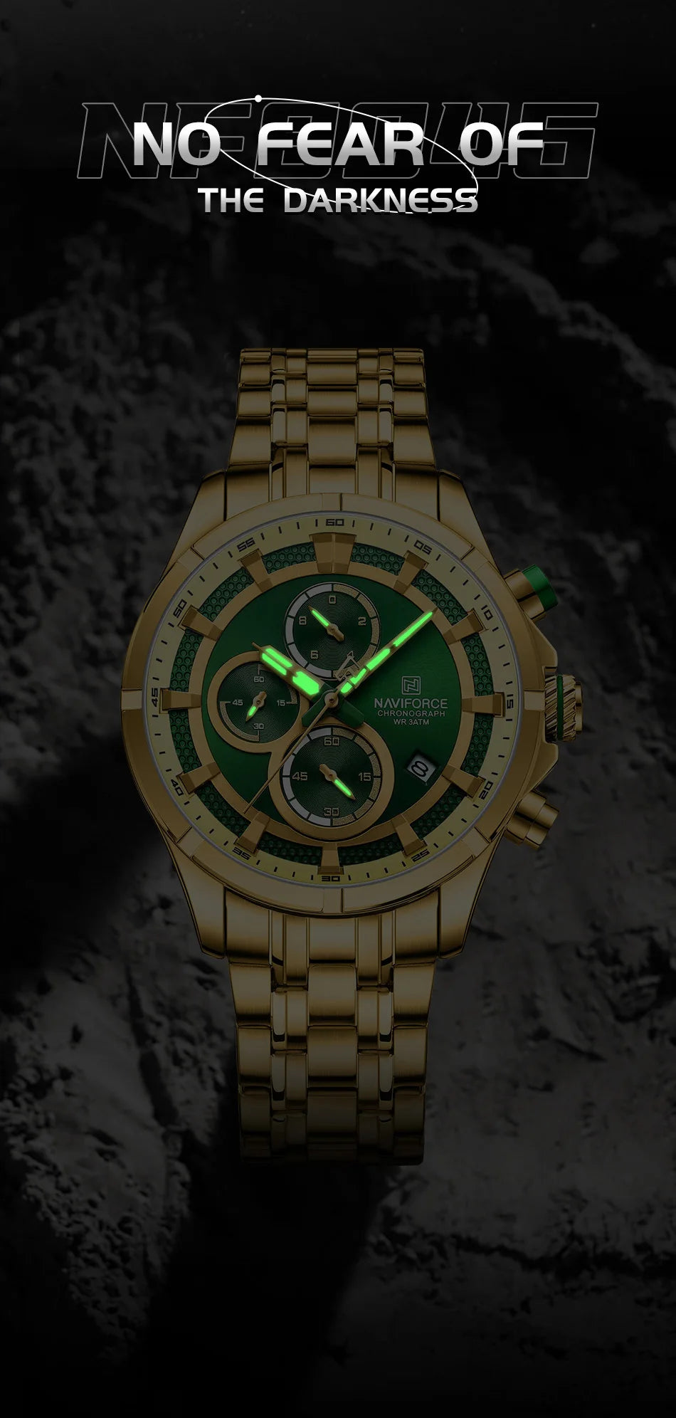 NAVIFORCE Men's Watch Luxury Business Luminous Waterproof Stainless Steel Strap Chronograph Quartz Wristwatch Relogio Masculino