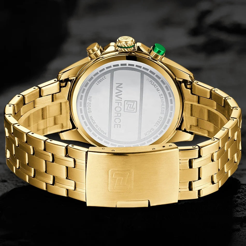 NAVIFORCE Men's Watch Luxury Business Luminous Waterproof Stainless Steel Strap Chronograph Quartz Wristwatch Relogio Masculino