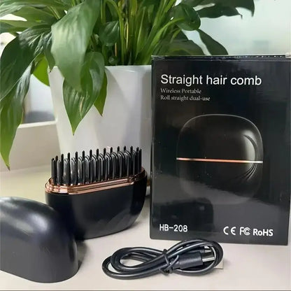 Wireless Charging Hair Comb Professional Straightening Hairdressing Tool For Home Use Long Hair Styling Volumizing Device
