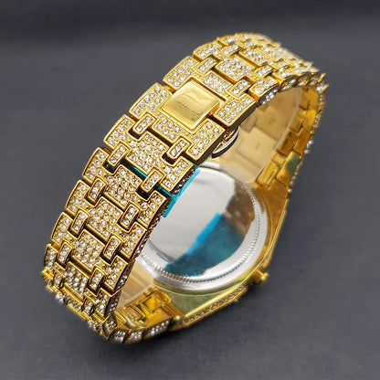 Men’s Luxury Octagonal Quartz Watch with Diamond Bezel