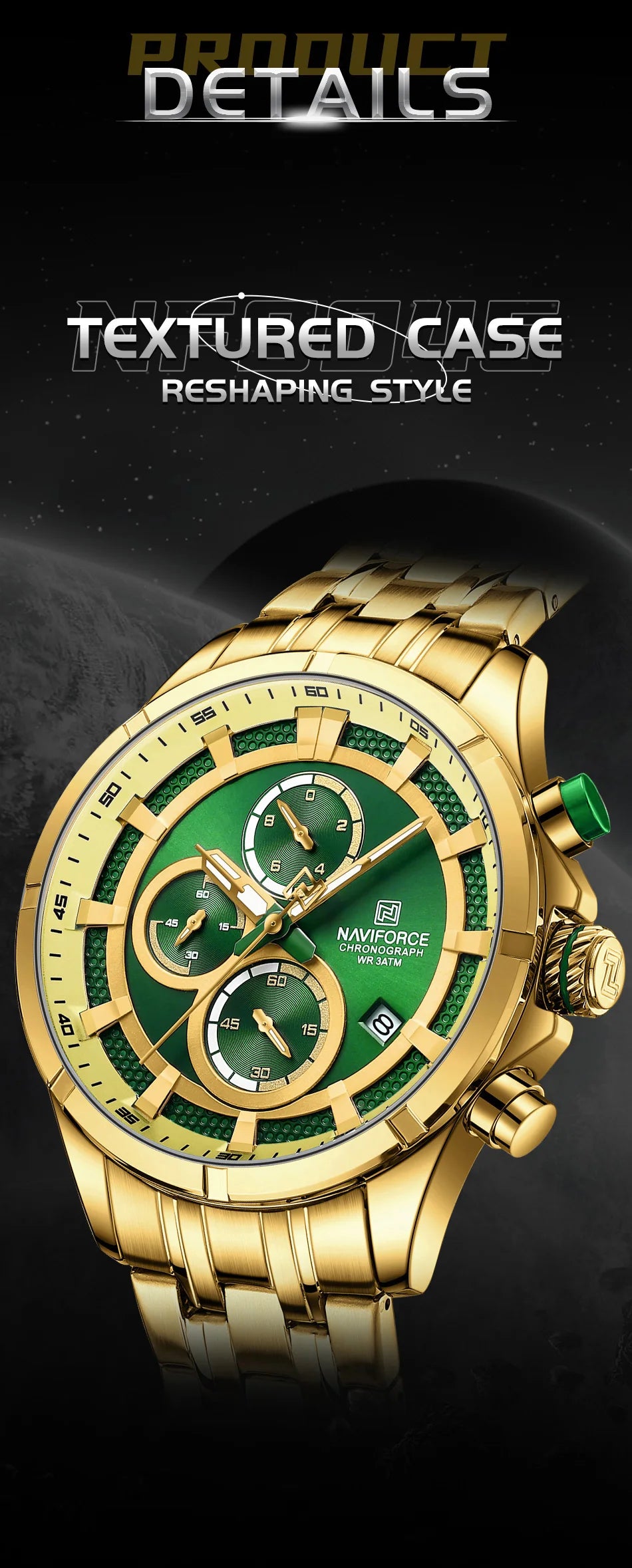 NAVIFORCE Men's Watch Luxury Business Luminous Waterproof Stainless Steel Strap Chronograph Quartz Wristwatch Relogio Masculino