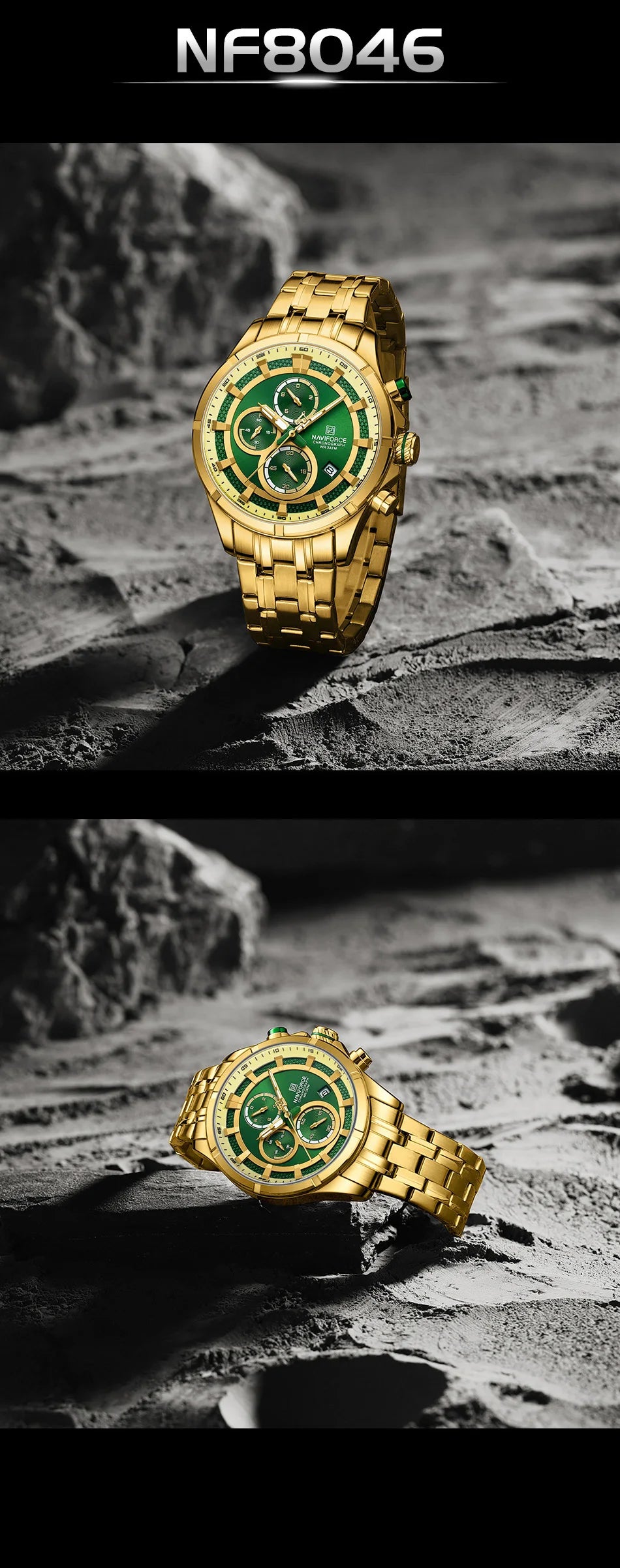 NAVIFORCE Men's Watch Luxury Business Luminous Waterproof Stainless Steel Strap Chronograph Quartz Wristwatch Relogio Masculino