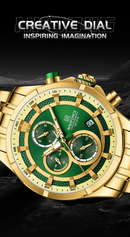 NAVIFORCE Men's Watch Luxury Business Luminous Waterproof Stainless Steel Strap Chronograph Quartz Wristwatch Relogio Masculino