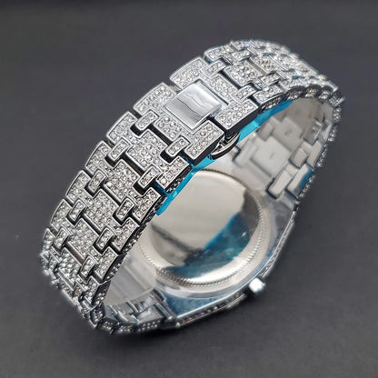 Men’s Luxury Octagonal Quartz Watch with Diamond Bezel