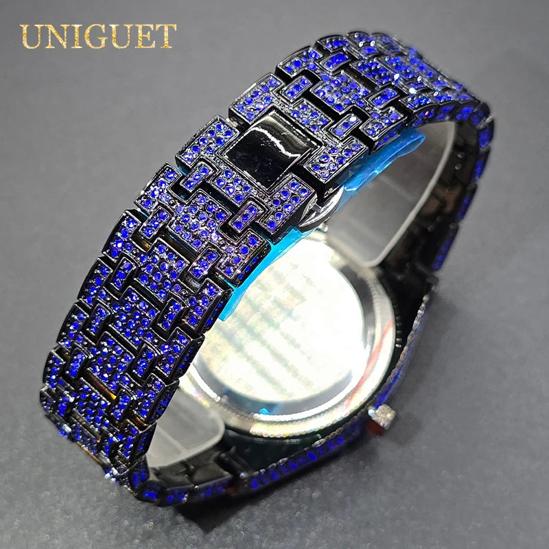 Men’s Luxury Octagonal Quartz Watch with Diamond Bezel