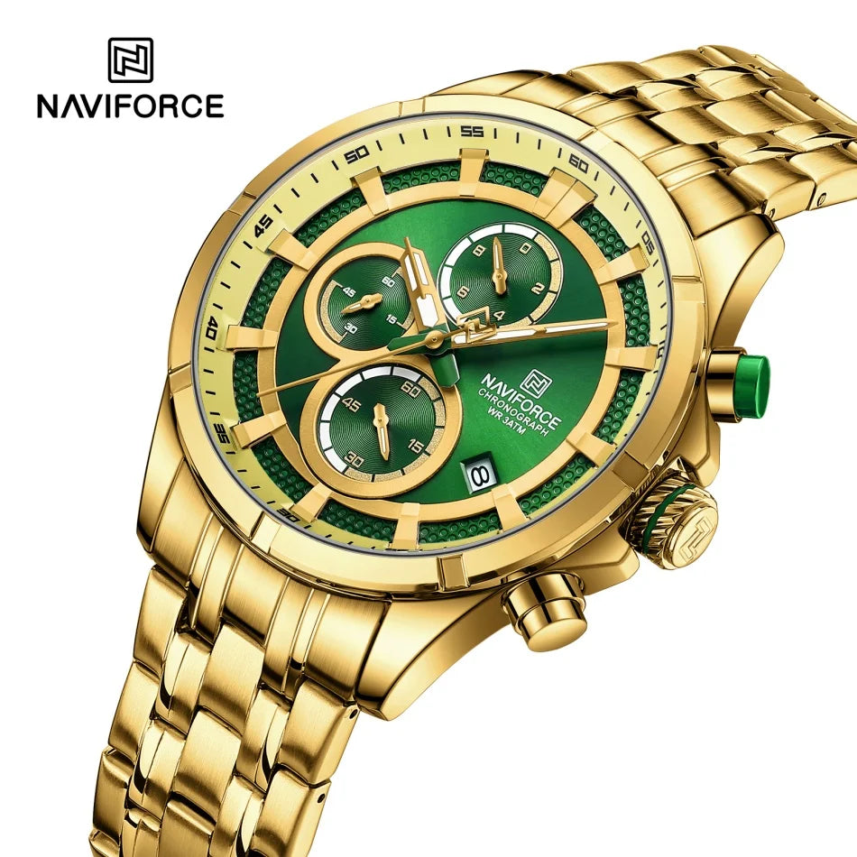 NAVIFORCE Men's Watch Luxury Business Luminous Waterproof Stainless Steel Strap Chronograph Quartz Wristwatch Relogio Masculino