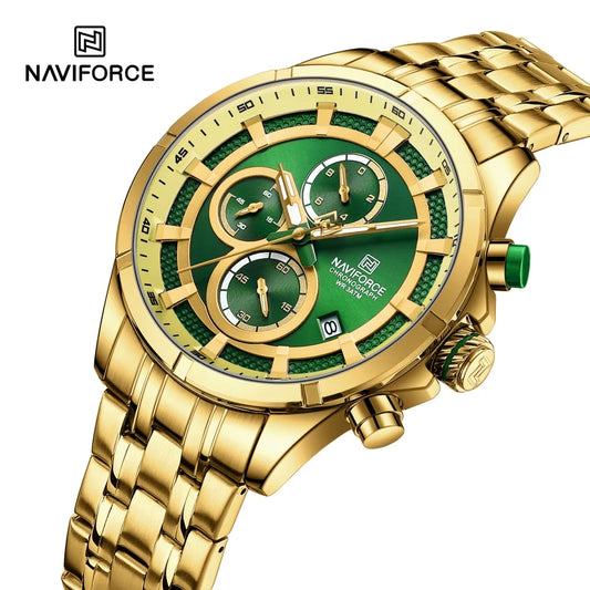 NAVIFORCE Men's Watch Luxury Business Luminous Waterproof Stainless Steel Strap Chronograph Quartz Wristwatch Relogio Masculino