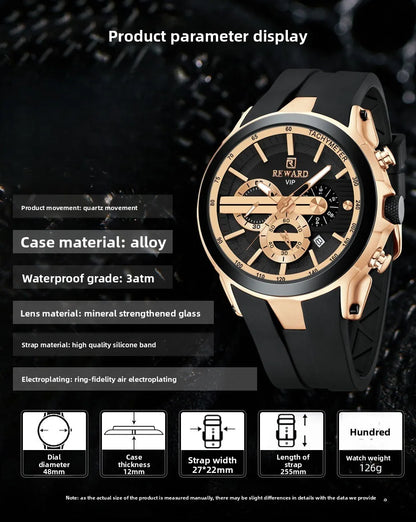 Men’s Luminous Quartz Chronograph Stainless Steel Watch