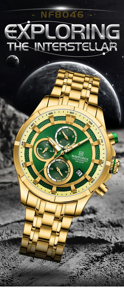 NAVIFORCE Men's Watch Luxury Business Luminous Waterproof Stainless Steel Strap Chronograph Quartz Wristwatch Relogio Masculino