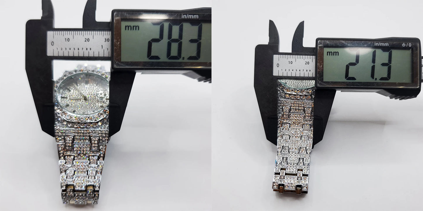 Men’s Luxury Octagonal Quartz Watch with Diamond Bezel