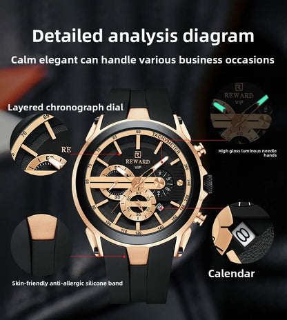 Men’s Luminous Quartz Chronograph Stainless Steel Watch