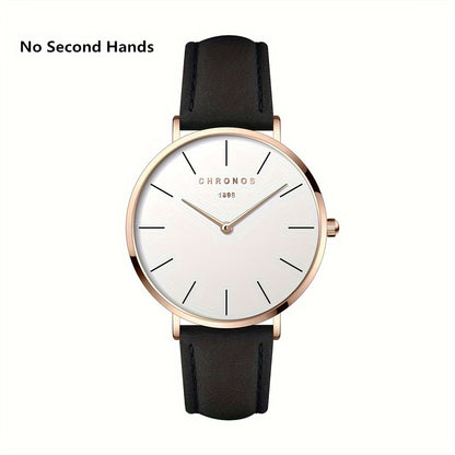CHRONOS Men'S Classic Minimalist Watch - High Quality up to 30m, Quartz Movement Watch with Black Strap, Everyday & Formal Wear for Business, Sports, Gifts - Ideal for Men, Students, Professionals - Birthday/Christmas Present