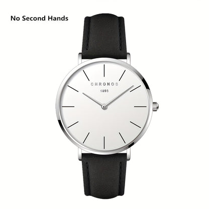 CHRONOS Men'S Classic Minimalist Watch - High Quality up to 30m, Quartz Movement Watch with Black Strap, Everyday & Formal Wear for Business, Sports, Gifts - Ideal for Men, Students, Professionals - Birthday/Christmas Present