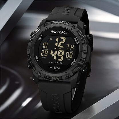 NAVIFORCE Men'S Sport Chronograph Watch - Black Dial with Date Display, Alarm, Stopwatch & GPS, Lightweight Design for Fitness & Outdoor Activities, Date Display Watch, Sleek Watch, Durable Watch