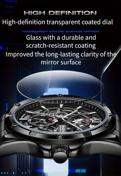 MARK FAIRWHALE Men's Mechanical Watch - Automatic winding, Stainless Steel Case & Dial, Luminous Hands for Day/Night Visibility, Business & Formal/Casual Events - No Battery Needed, Ideal Father's Day/Graduation/Teacher's Day