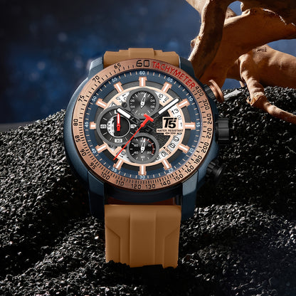 [Sporty Quartz Watch] Waterproof Sporty Men's Quartz Watch - Alloy Case, Calendar Feature, Silicone Strap