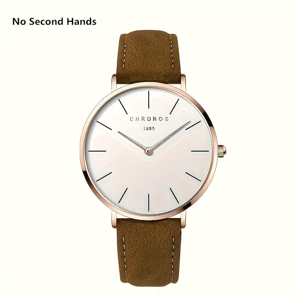 CHRONOS Men'S Classic Minimalist Watch - High Quality up to 30m, Quartz Movement Watch with Black Strap, Everyday & Formal Wear for Business, Sports, Gifts - Ideal for Men, Students, Professionals - Birthday/Christmas Present