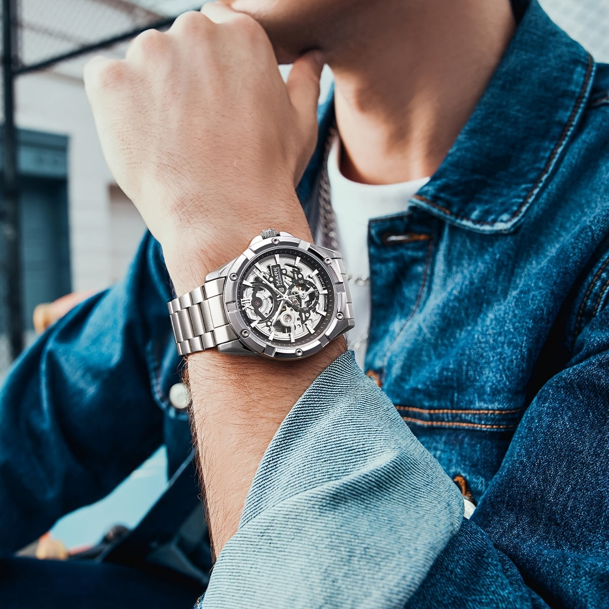 MARK FAIRWHALE Men's Mechanical Watch - Automatic winding, Stainless Steel Case & Dial, Luminous Hands for Day/Night Visibility, Business & Formal/Casual Events - No Battery Needed, Ideal Father's Day/Graduation/Teacher's Day