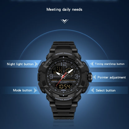 SANDA Men's Sports Watch - Multifunctional LED Digital Chronograph with Black Rubber Strap, Luminous Calendar, Stopwatch & Backlight, 5ATM Depth Resistance, Ideal for Outdoor Activities