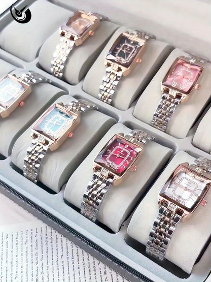 POEDAGAR Women’s Rectangular Quartz Stainless Steel Watch