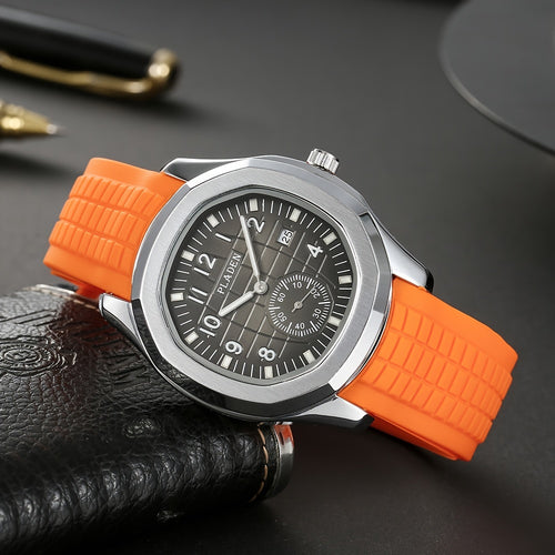 Fashion Watch Men Classic Black Grenade Dial Wristwatch Sport Silicone Strap Dive Auto Date Men's Watches Customs Free Products, Unique Watches For Men, Mechanical Watches For Men High Quality, Business Accessory, Daily Wear
