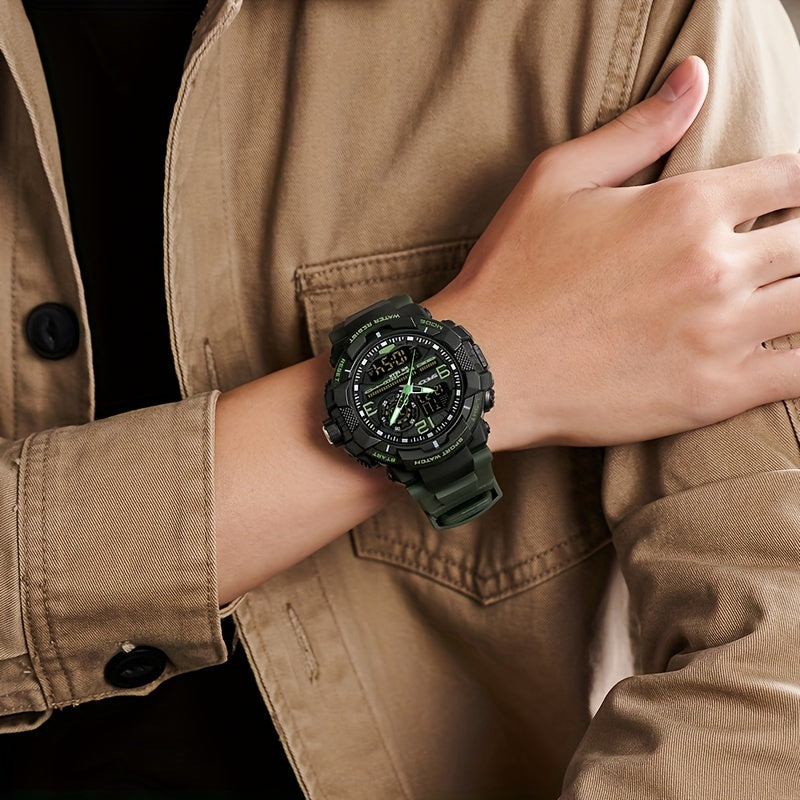 SANDA Men's Sports Watch - Multifunctional LED Digital Chronograph with Black Rubber Strap, Luminous Calendar, Stopwatch & Backlight, 5ATM Depth Resistance, Ideal for Outdoor Activities