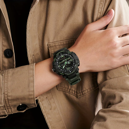 SANDA Men's Sports Watch - Multifunctional LED Digital Chronograph with Black Rubber Strap, Luminous Calendar, Stopwatch & Backlight, 5ATM Depth Resistance, Ideal for Outdoor Activities