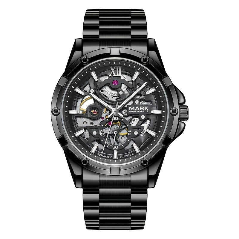 MARK FAIRWHALE Men's Mechanical Watch - Automatic winding, Stainless Steel Case & Dial, Luminous Hands for Day/Night Visibility, Business & Formal/Casual Events - No Battery Needed, Ideal Father's Day/Graduation/Teacher's Day