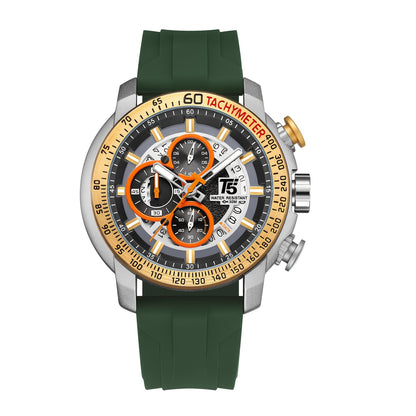 [Sporty Quartz Watch] Waterproof Sporty Men's Quartz Watch - Alloy Case, Calendar Feature, Silicone Strap