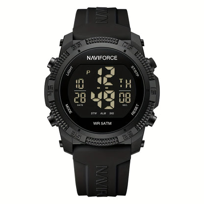NAVIFORCE Men'S Sport Chronograph Watch - Black Dial with Date Display, Alarm, Stopwatch & GPS, Lightweight Design for Fitness & Outdoor Activities, Date Display Watch, Sleek Watch, Durable Watch