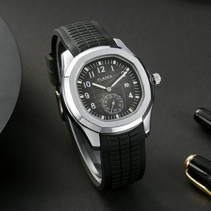 Fashion Watch Men Classic Black Grenade Dial Wristwatch Sport Silicone Strap Dive Auto Date Men's Watches Customs Free Products, Unique Watches For Men, Mechanical Watches For Men High Quality, Business Accessory, Daily Wear